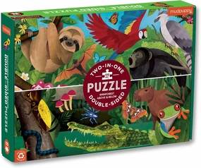 Mudpuppy Rainforest Above & Below – 100 Piece Double-Sided Puzzle with Unique and Colorful Illustrations of Animals Above and Below The Rainforest Floor for Children Ages 6 and Up