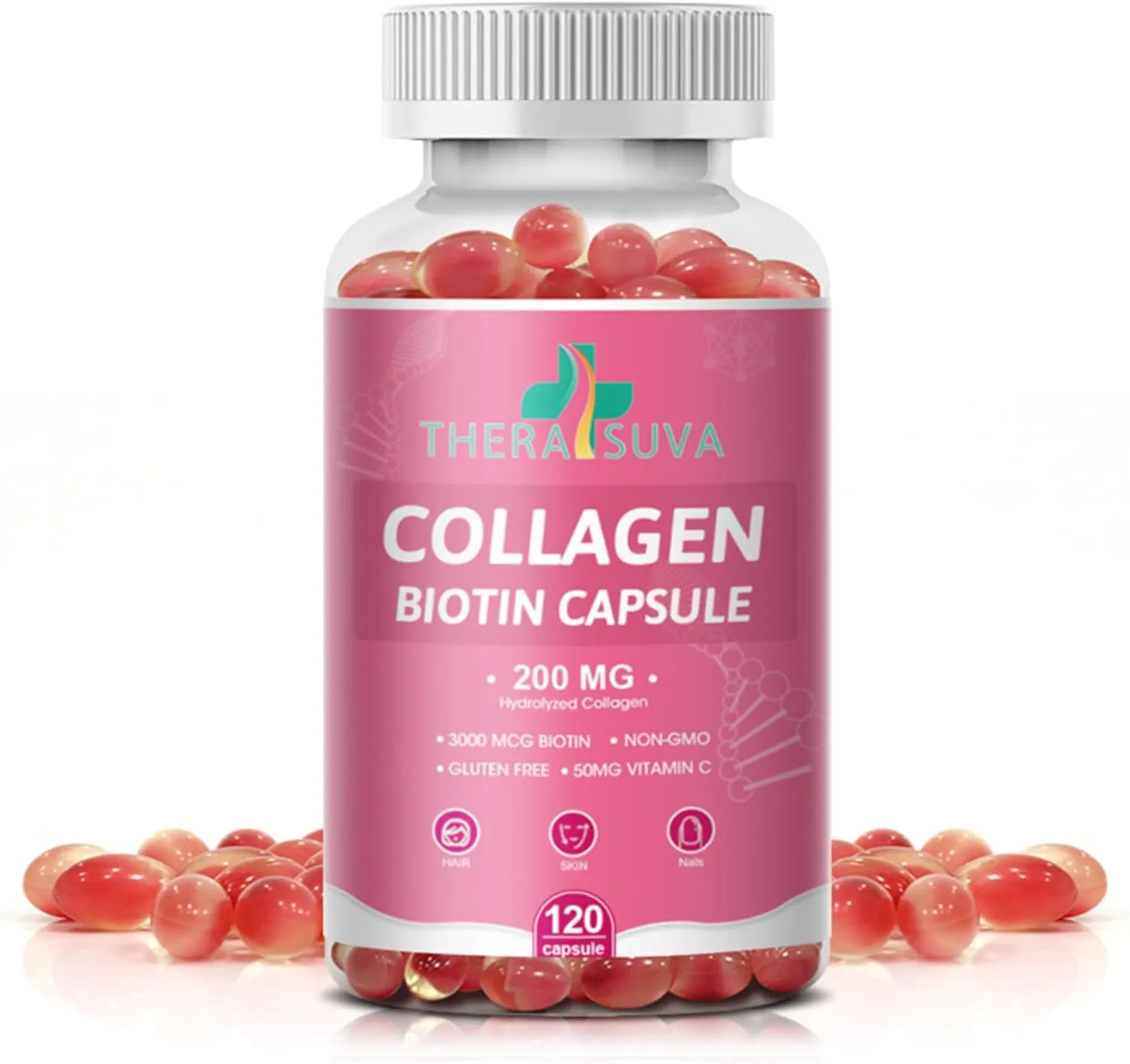 Multi Collagen Complex 200MG   Biotin 3000MCG   Vitamin C 50MG Per Serving! Promotes Healthy Hair, Beautiful Skin, and Nail Support! 120 Capsules, 60 Day Supply