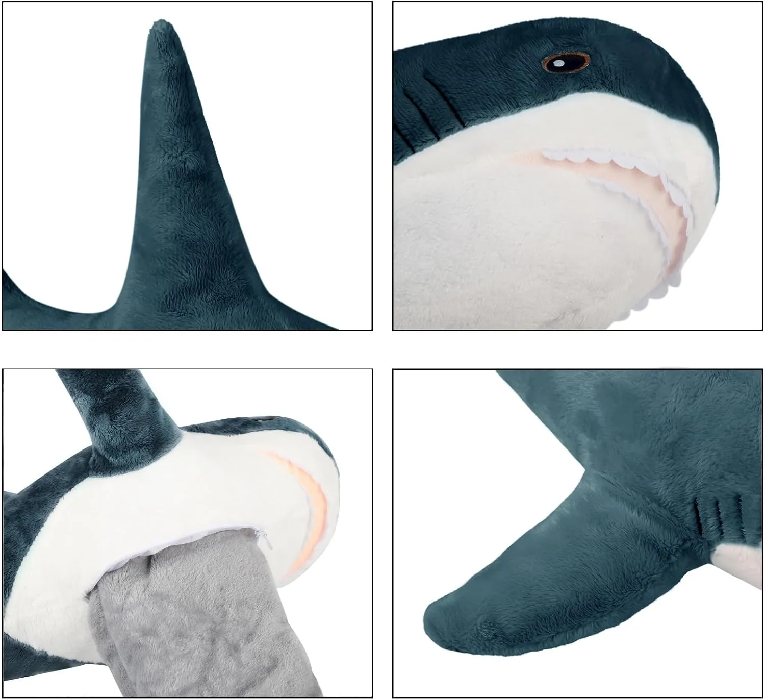MUPI Shark Plush 39“ Shark Stuffed Animals Pillow-Blanket 2 in1, Cute Sharks Toy Plush Stuffed Ocean Sea Animal Plushies Gifts for Boys Girls Kids Adults, Dark Blue