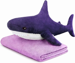 MUPI Shark Plush 31“ Shark Stuffed Animals Pillow-Blanket 2 in1, Cute Sharks Toy Plush Stuffed Ocean Sea Animal Plushies Gifts for Boys Girls Kids Adults, Purple