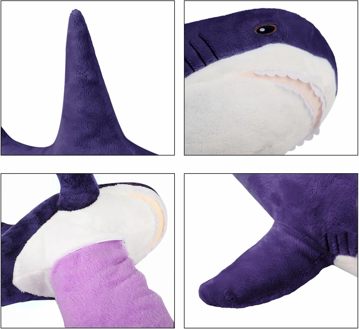 MUPI Shark Plush 31“ Shark Stuffed Animals Pillow-Blanket 2 in1, Cute Sharks Toy Plush Stuffed Ocean Sea Animal Plushies Gifts for Boys Girls Kids Adults, Purple