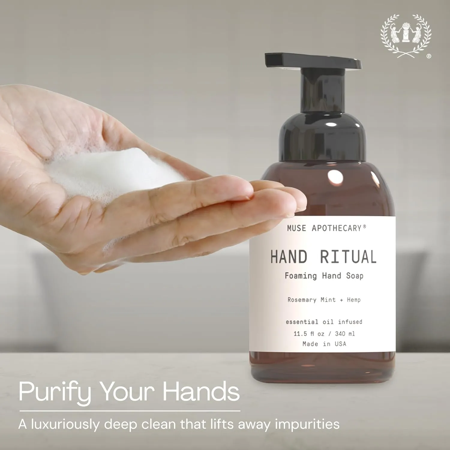 Muse Apothecary Hand Ritual - Aromatic and Nourishing Foaming Hand Soap, Infused with Natural Aromatherapy Essential Oils - USDA Certified Biobased - 11.5 oz, Coconut   Sandalwood, Pack of 2
