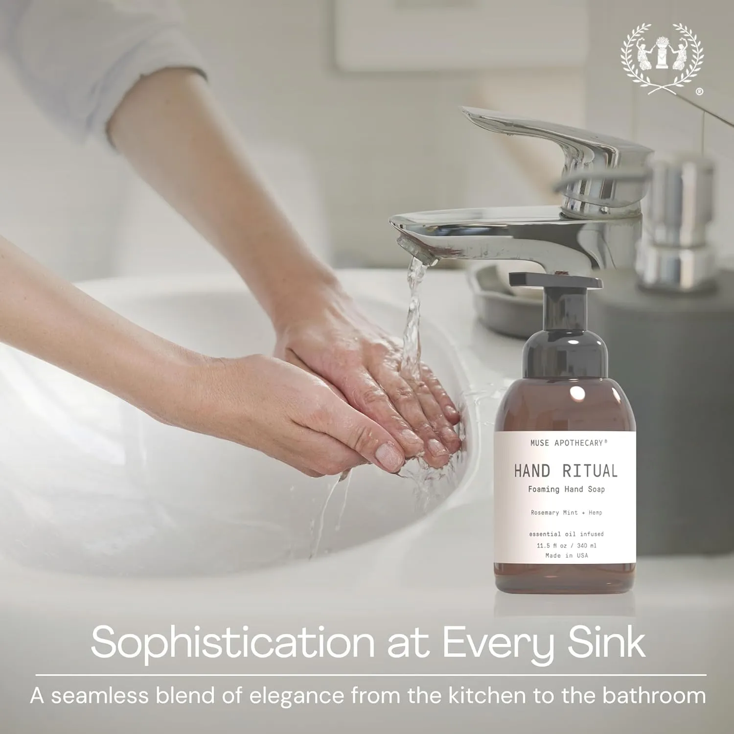 Muse Apothecary Hand Ritual - Aromatic and Nourishing Foaming Hand Soap, Infused with Natural Aromatherapy Essential Oils - USDA Certified Biobased - 11.5 oz, Coconut   Sandalwood, Pack of 2