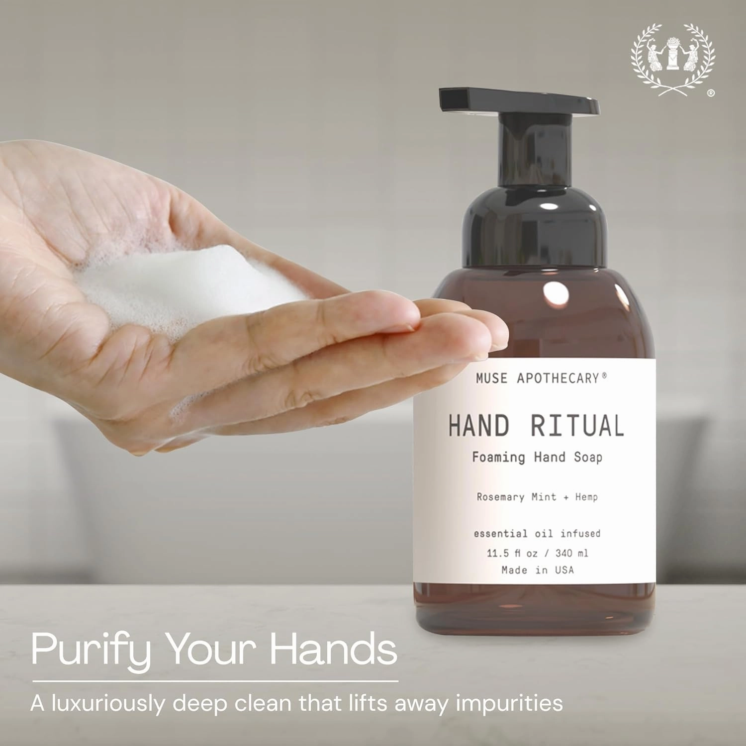 Muse Apothecary Hand Ritual - Aromatic and Nourishing Foaming Hand Soap, Infused with Natural Aromatherapy Essential Oils - USDA Certified Biobased - 11.5 oz, Fleur du Lavender, Pack of 2