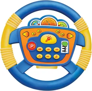 Musical Steering Wheel Toy with Music Pretend Play Early Education Toy, Blue