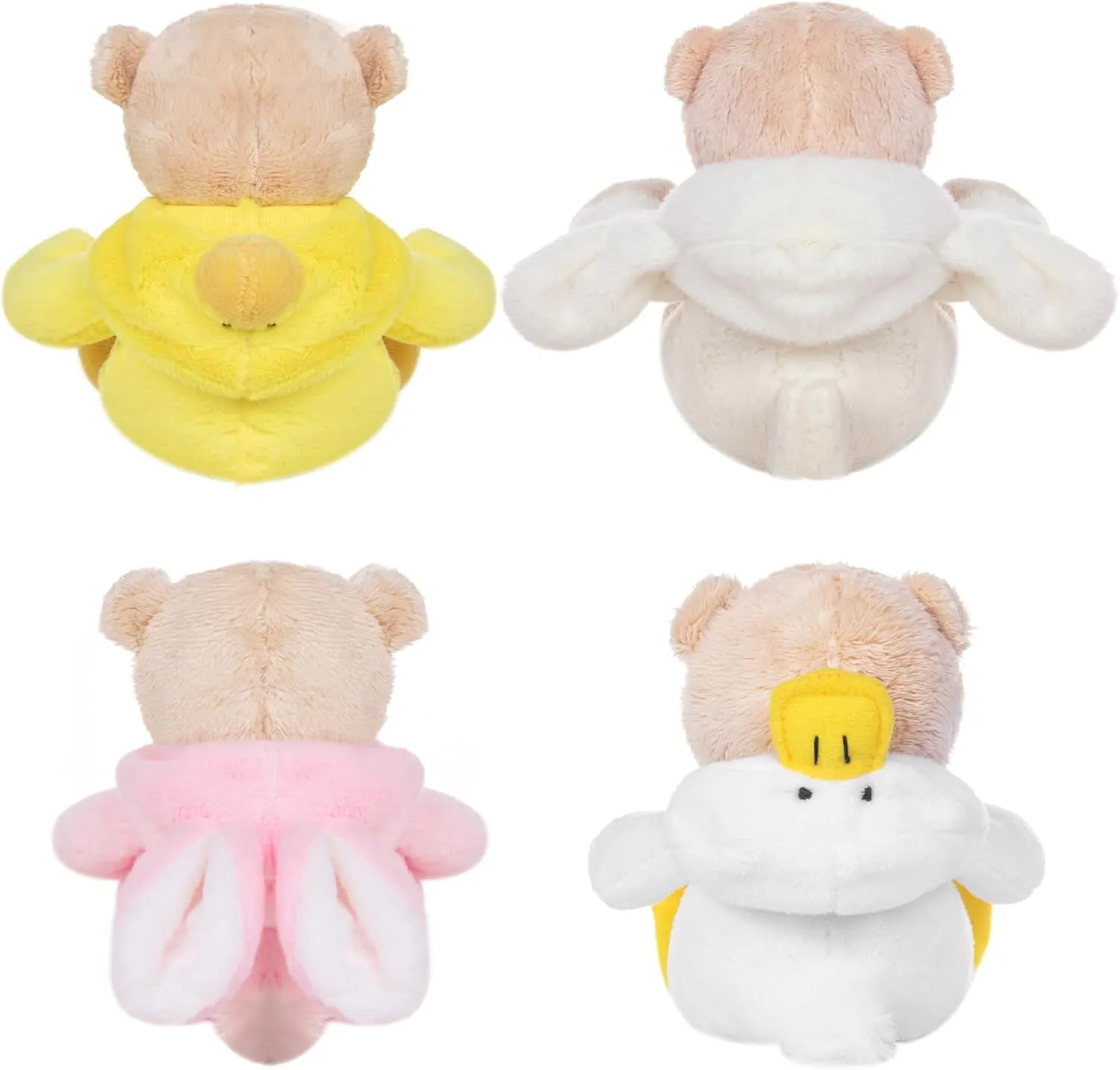 My OLi 7" Plush Teddy Bears Pack of 4 Costumed Bears Stuffed Animal Toy Set: Bunny Chicken Duck and Sheep with Flippable Hats Gifts for Babies Kids Boys Girls