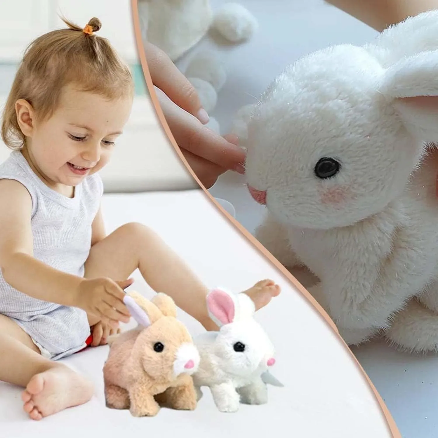 My Realistic Bunny Toy, Bunbi Realistic Bunny, Bunny Realistic Bunny, Vitality Bliss Bunny, Realistic Bunny That Moves for Kids, Jumping, Twitching, and Shaking Ears (3 Colors)
