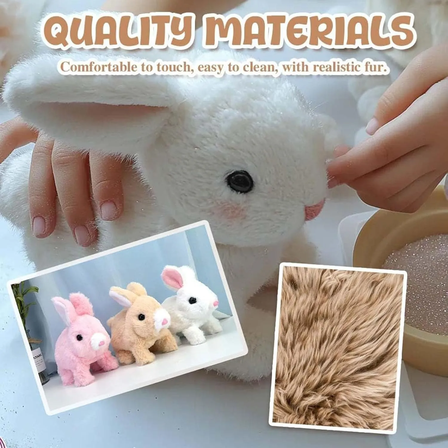 My Realistic Bunny Toy, Bunbi Realistic Bunny, Bunny Realistic Bunny, Vitality Bliss Bunny, Realistic Bunny That Moves for Kids, Jumping, Twitching, and Shaking Ears (3 Colors)
