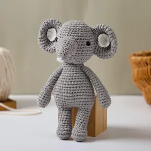 Natural Crochet Stuffed Elephant Animal for Babies Newborn Knitted Doll Baby Rattle Soft Cotton Sleep Toy Baby First Friend Gift for Baby Shower, Christmas, Birthday
