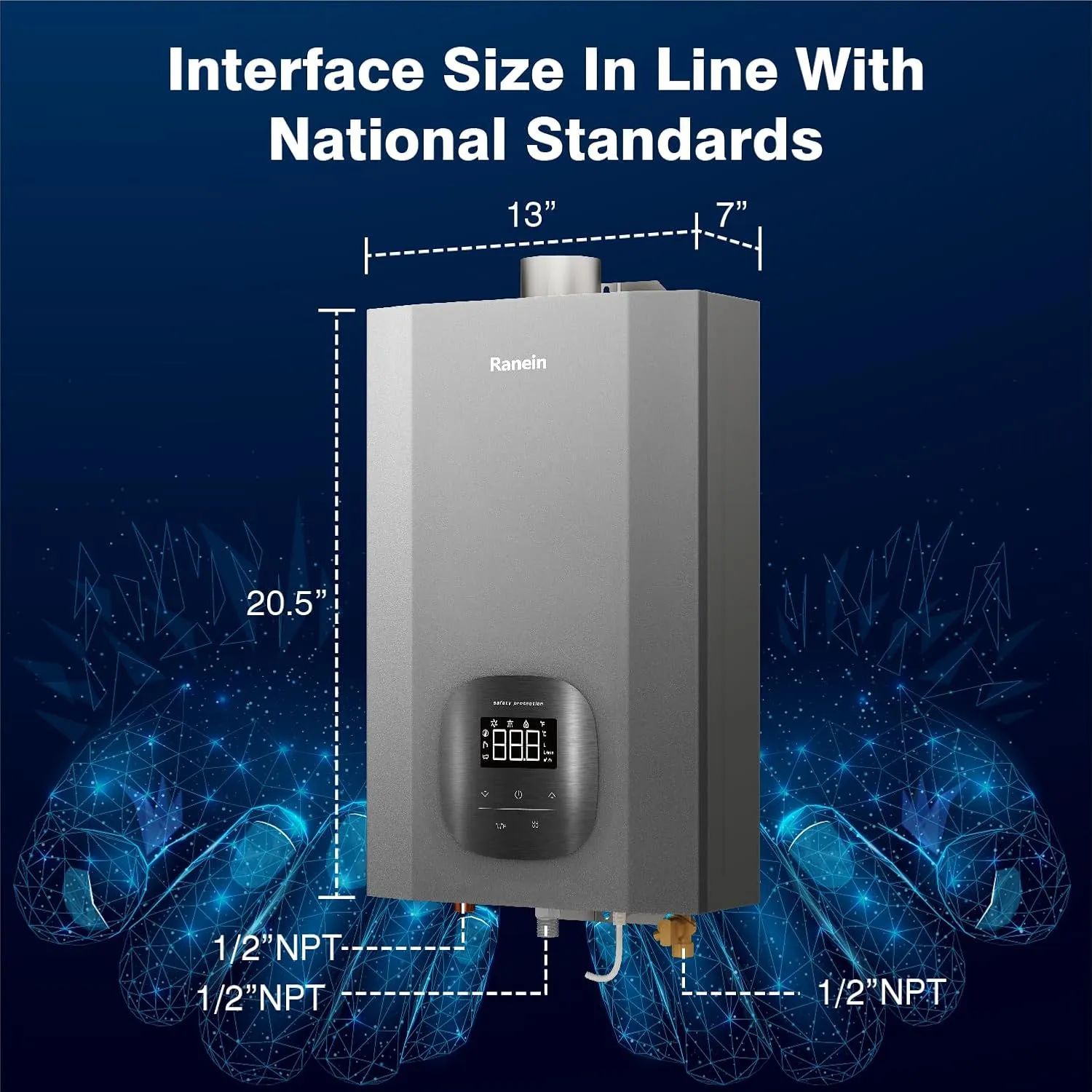 Natural Gas Tankless Water Heater with Vent Pipe, Indoor Max 4.3 GPM, 100,000 BTU Instant Hot Water Heater