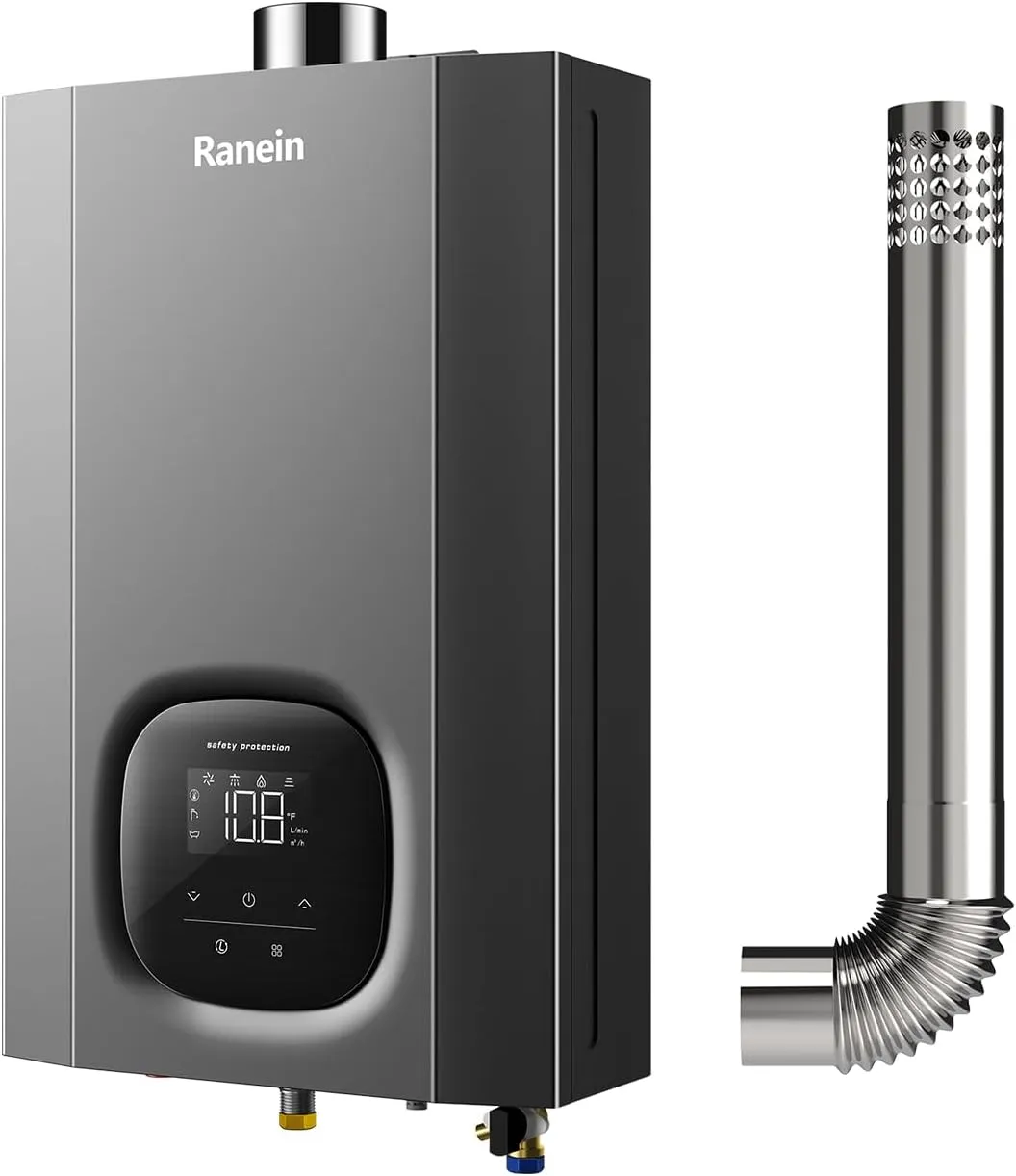 Natural Gas Tankless Water Heater with Vent Pipe, Indoor Max 4.3 GPM, 100,000 BTU Instant Hot Water Heater