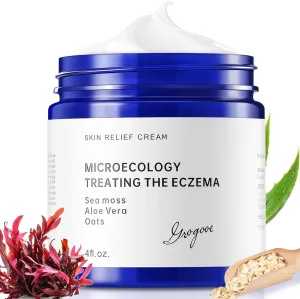 Natural Soothing Eczema Cream With Sea Moss Aloe Vera Oats for Sensitive Skin Comfort Moisture Hydrate Eczema Cream for Dry Skin 4FL Oz