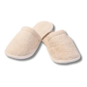 Natural Toweling Slippers - GOTS Certified 100% Organic Cotton, Ultra Soft, Machine Washable Indoor Slippers for Bath and Home L Size UK(8-9) US (10-11)