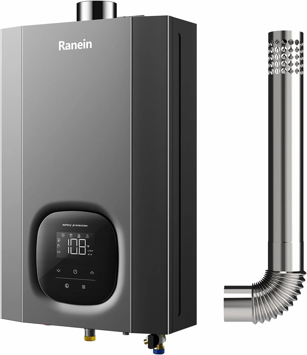 Natural Gas Tankless Water Heater with Vent Pipe, Indoor Max 4.3 GPM, 100,000 BTU Instant Hot Water Heater