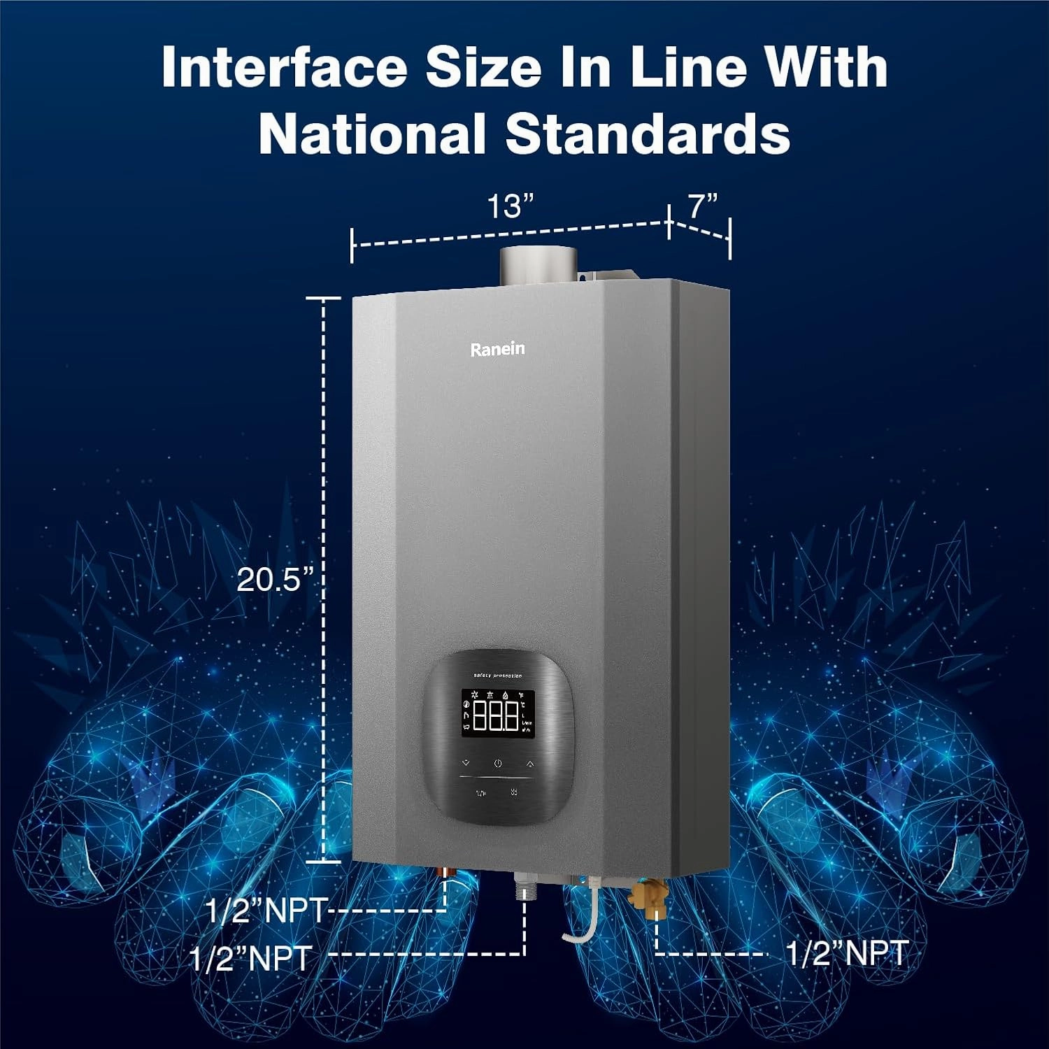 Natural Gas Tankless Water Heater with Vent Pipe, Indoor Max 4.3 GPM, 100,000 BTU Instant Hot Water Heater
