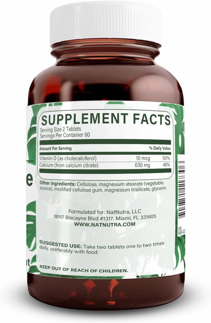 Natural Nutra Calcium Citrate with Vitamin D3, Supplement for Bone Strength, Promotes Muscle Movements & Done Health, Boost Heart Health, Strengthen Bone Density, Ideal for Active Seniors, 120 Tablets