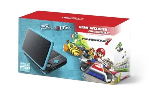 New Nintendo 2DS XL - Black   Turquoise With Mario Kart 7 Pre-installed - Nintendo 2DS (Renewed)