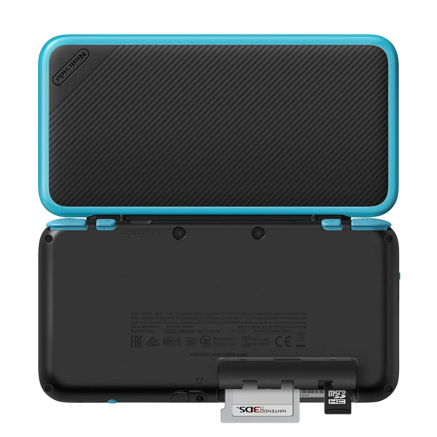 New Nintendo 2DS XL - Black   Turquoise With Mario Kart 7 Pre-installed - Nintendo 2DS