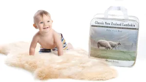 New Zealand Sheepskin Rug – Ethically Sourced Lambskin for Baby Care, Soft Rug with Natural Wool and Leather, Unshorn Furry Lambswool, Plush Sheepskin Throw for Nursery & Playtime, 32-34 Inch