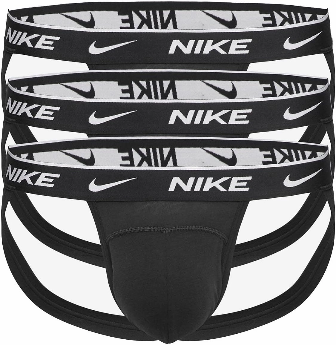 Nike Men`s Everyday Cotton Stretch Jockstraps 3 Pack (B(KE1013-001)/W, X-Large)