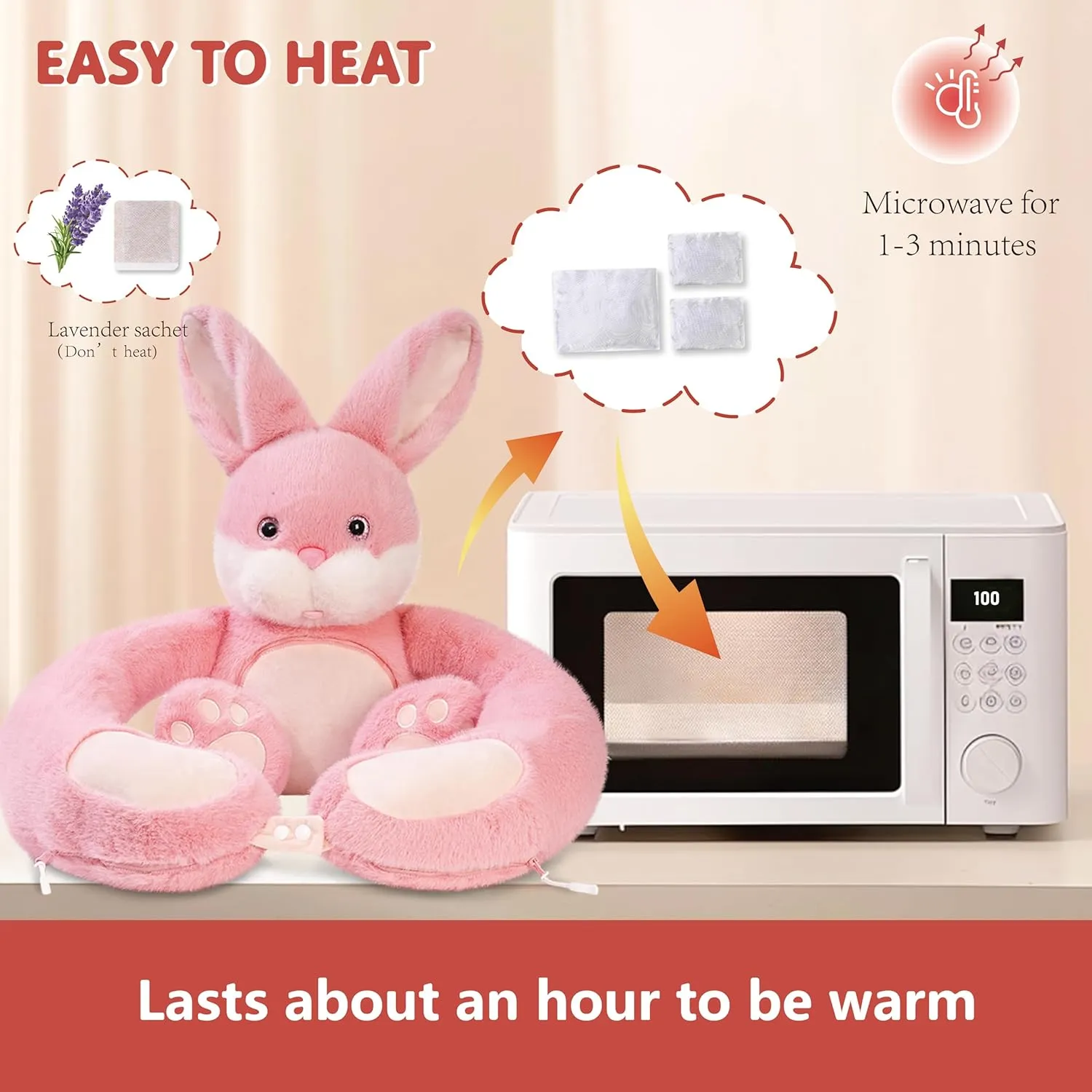 Niuniu Daddy 4LBS| Bunny Heatable Weighted Stuffed Animals, Rabbit Microwave Plush Lavender Scented with Heating Pads, Heated Plushy Toy with Unscented for Girls Women Birthday Christmas Holiday