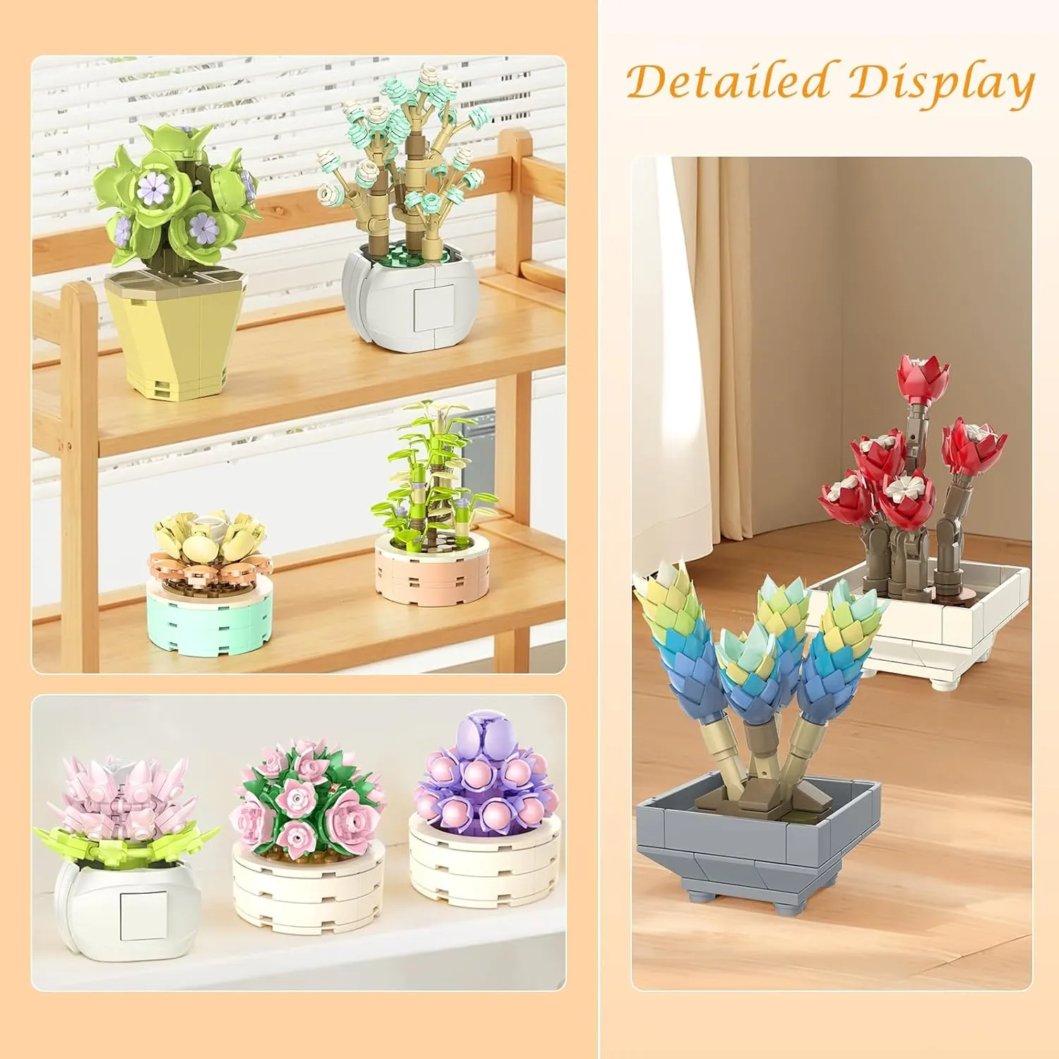 NUTCRACKER Succulent Flower Botanical Collection Building Set for Adults - Plant Flower Mini Bonsai Toy Building Set, Home Office Decor, Christmas Birthday Gifts for Women Girls (750 Pieces)