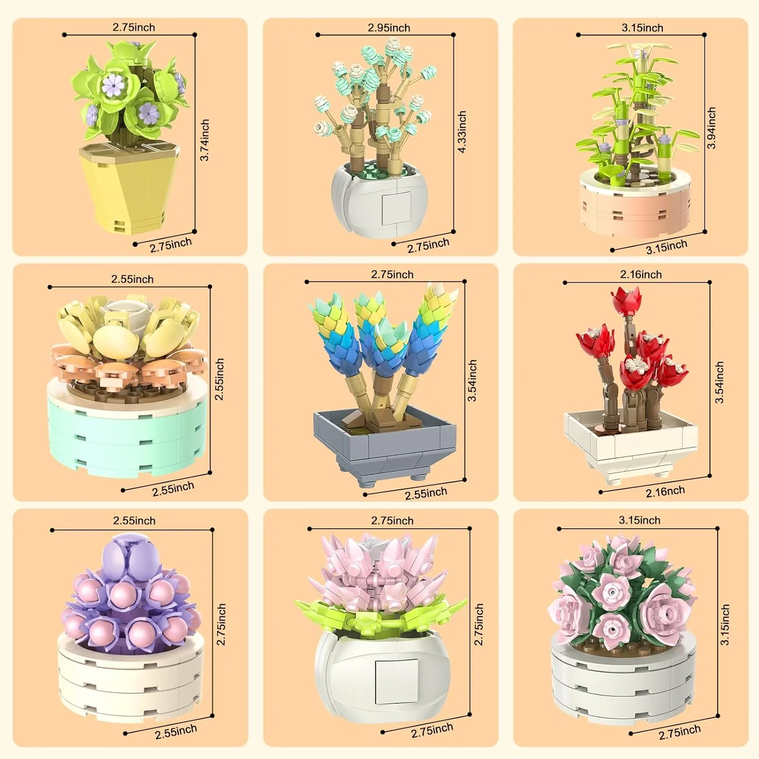 NUTCRACKER Succulent Flower Botanical Collection Building Set for Adults - Plant Flower Mini Bonsai Toy Building Set, Home Office Decor, Christmas Birthday Gifts for Women Girls (750 Pieces)