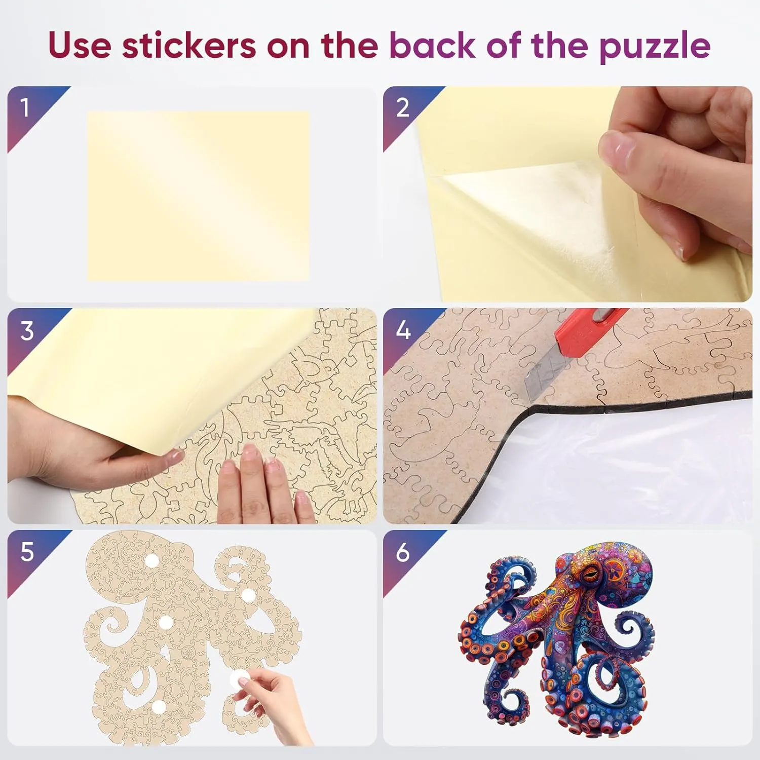 Octopus Puzzles for Adults, 5MM Thick Wooden Jigsaw Puzzles 200 Pieces, Unique Shape Puzzle Ocean Wood Puzzles for Adults and Kids Birthday Gifts Family Game 11.2 * 11.2inch