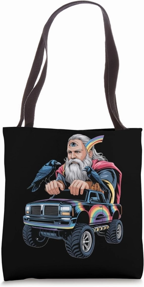 Odin With Monster Truck And Wisdom Tote Bag