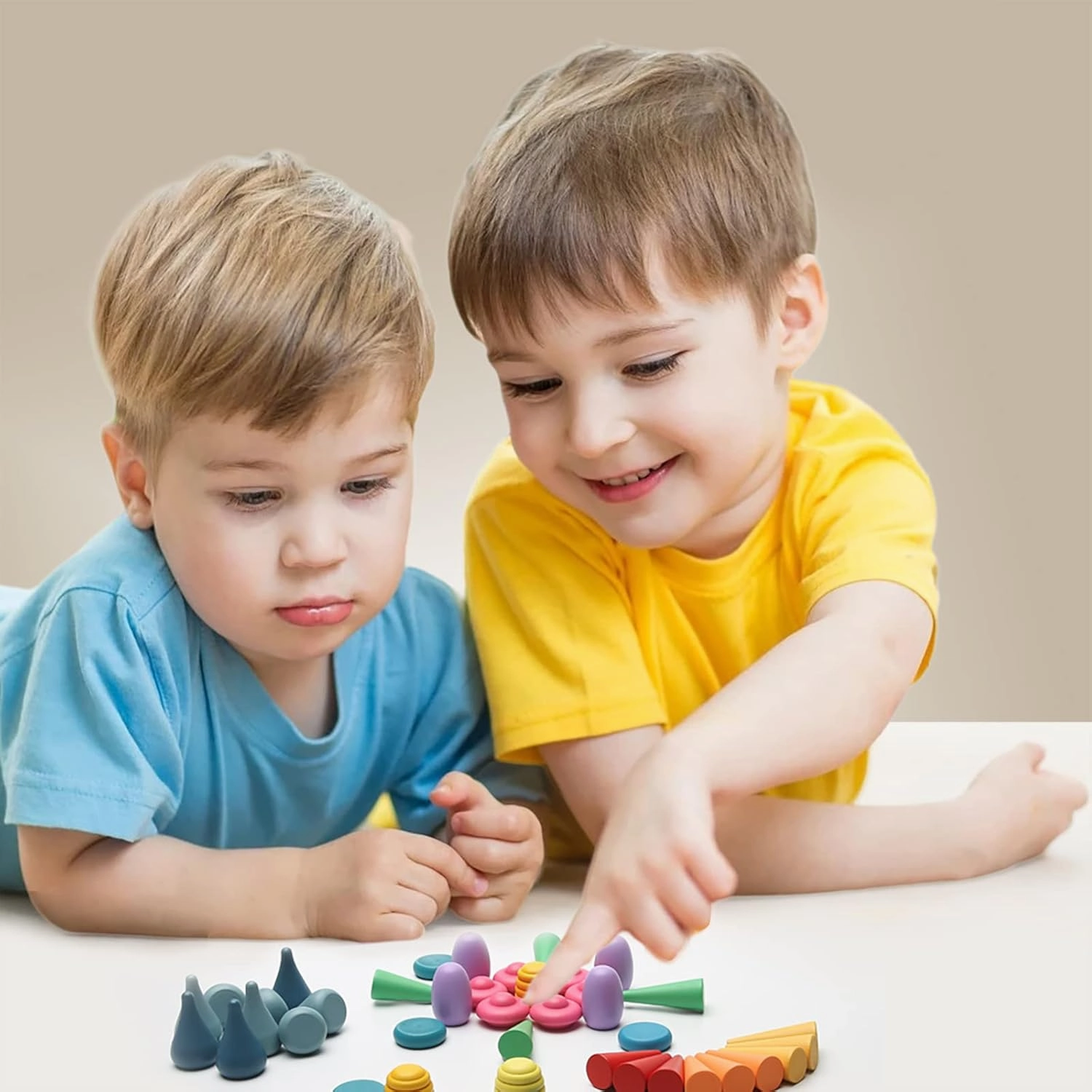 OESSUF 162 Pcs Loose Parts Rainbow Toys - Open Ended Montessori Sorting & Stacking Toys, Mandala Wooden Set