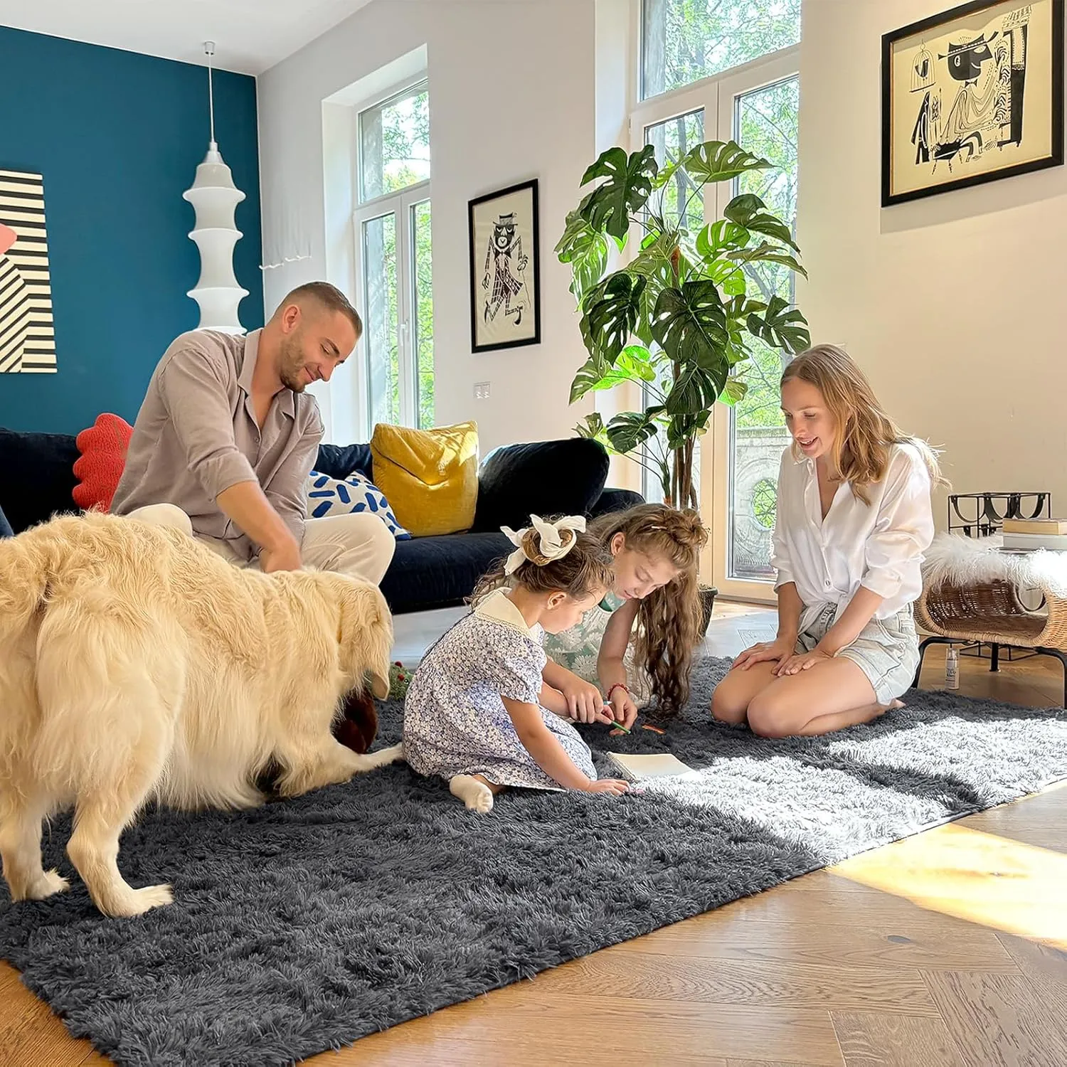 OLANLY 2x8 Machine Washable Runner Rugs for Hallway, Soft Fluffy Shaggy Bedside Rugs for Bedroom, Living Room, Indoor Floor Carpet for Kids Girls and Boys, Nursery Rooms, Home Decor Aesthetic, Grey