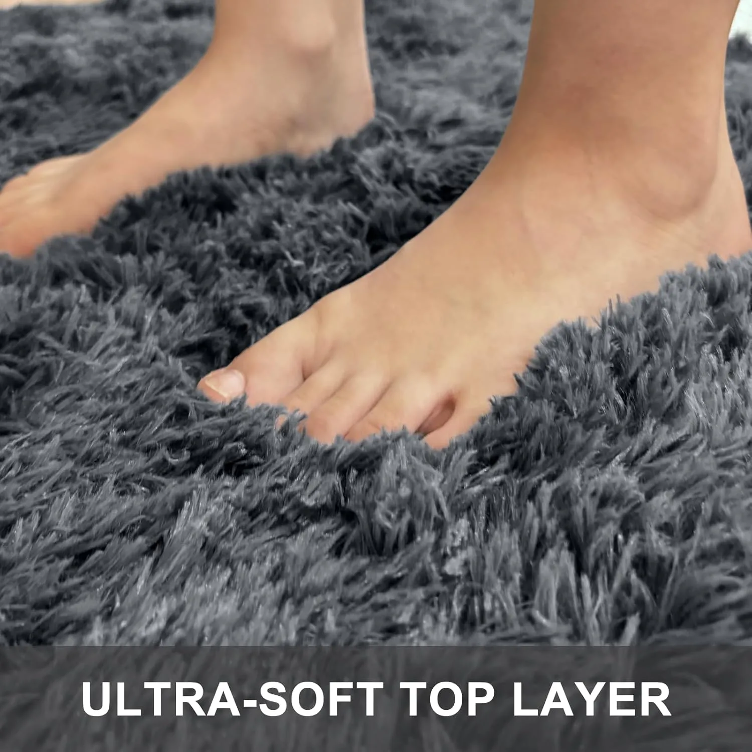 OLANLY 2x8 Machine Washable Runner Rugs for Hallway, Soft Fluffy Shaggy Bedside Rugs for Bedroom, Living Room, Indoor Floor Carpet for Kids Girls and Boys, Nursery Rooms, Home Decor Aesthetic, Grey