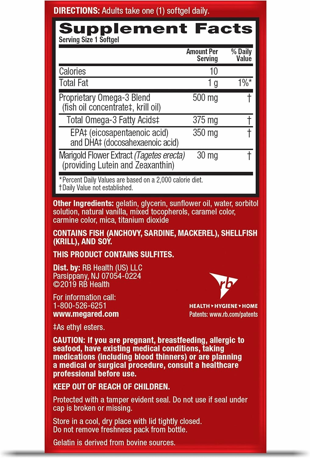 Omega-3 Blend Total Body   Refresh 500mg Softgels, MegaRed (65 count in a bottle), Easily Absorbed Krill Oil, To Support Your Heart, Joints, Brain & Eyes