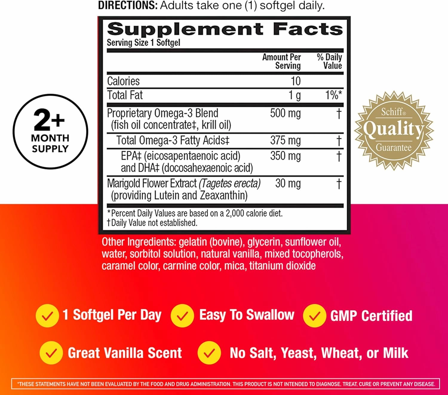 Omega-3 Blend Total Body   Refresh 500mg Softgels, MegaRed (65 count in a bottle), Easily Absorbed Krill Oil, To Support Your Heart, Joints, Brain & Eyes