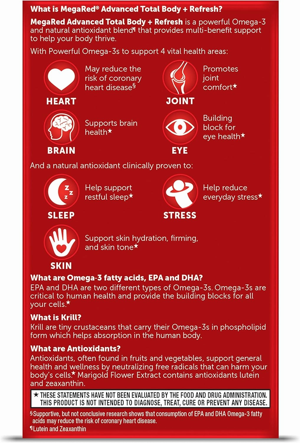 Omega-3 Blend Total Body   Refresh 500mg Softgels, MegaRed (65 count in a bottle), Easily Absorbed Krill Oil, To Support Your Heart, Joints, Brain & Eyes
