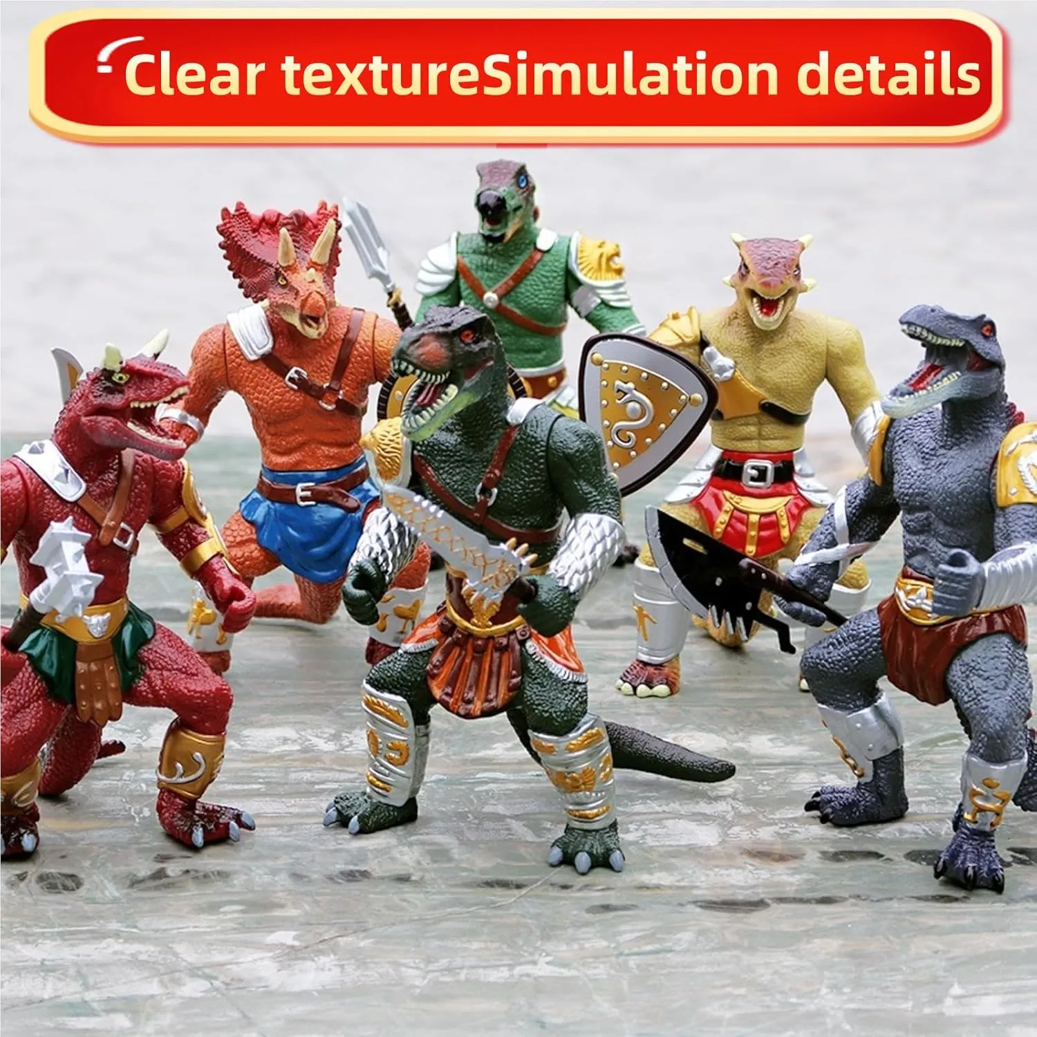 Orange 8 X 5-inch Large Dinosaur With Detachable Random Weapon, Movable Joints - Children's Toy for 3-5 Year Old Boys