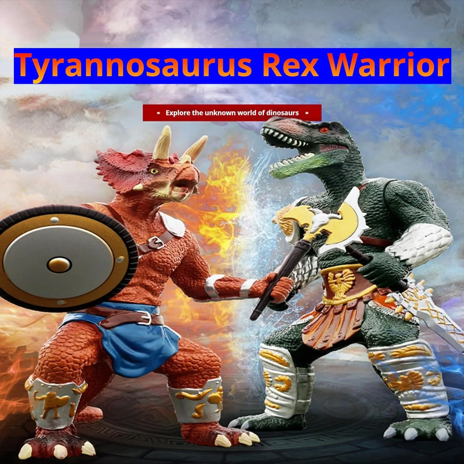 Orange 8 X 5-inch Large Dinosaur With Detachable Random Weapon, Movable Joints - Children's Toy for 3-5 Year Old Boys