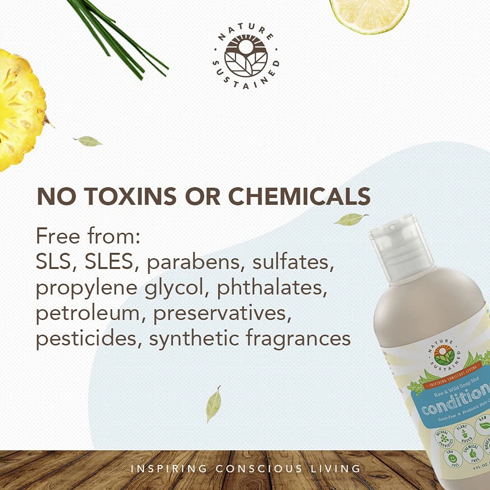 Organic Conditioner - Hypoallergenic, Chemical-Free, Sulfate Free Natural Conditioner for Dry or Damaged Hair, Raw Probiotic Hydrating Soapberry Formula, Gallon, Original