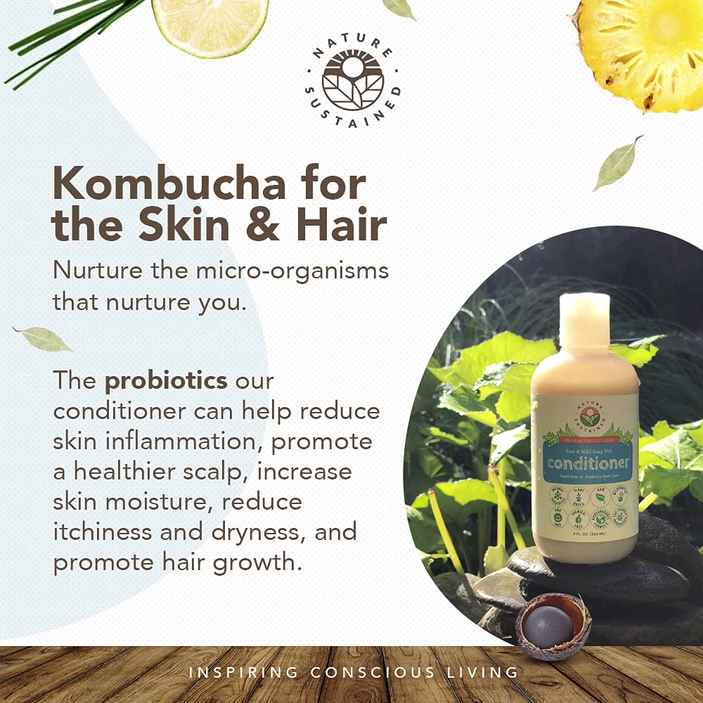 Organic Conditioner - Hypoallergenic, Chemical-Free, Sulfate Free Natural Conditioner for Dry or Damaged Hair, Raw Probiotic Hydrating Soapberry Formula, Gallon, Original