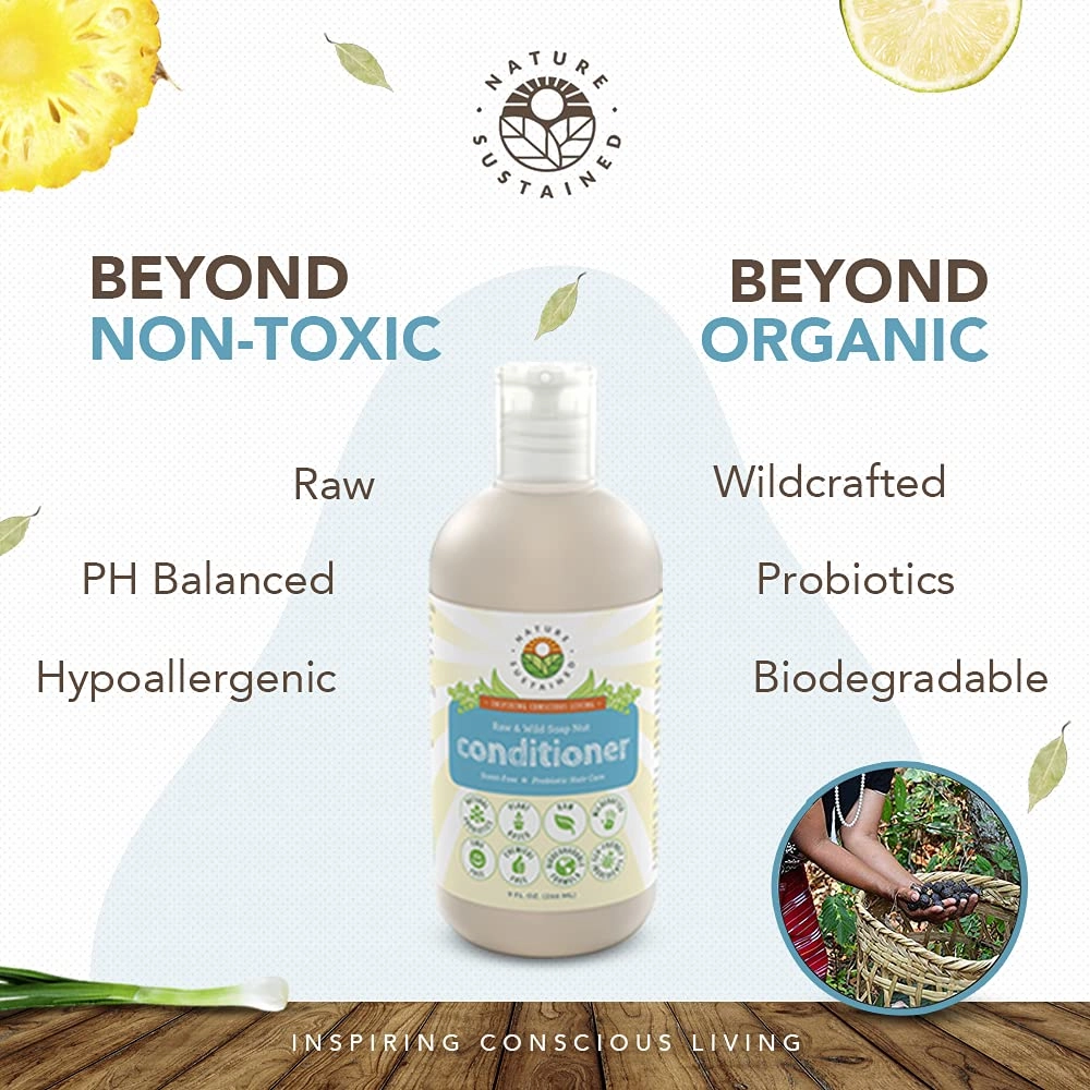 Organic Conditioner - Hypoallergenic, Chemical-Free, Sulfate Free Natural Conditioner for Dry or Damaged Hair, Raw Probiotic Hydrating Soapberry Formula, Gallon, Original