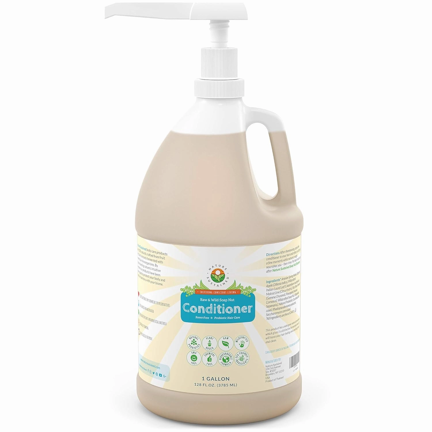 Organic Conditioner - Hypoallergenic, Chemical-Free, Sulfate Free Natural Conditioner for Dry or Damaged Hair, Raw Probiotic Hydrating Soapberry Formula, Gallon, Original