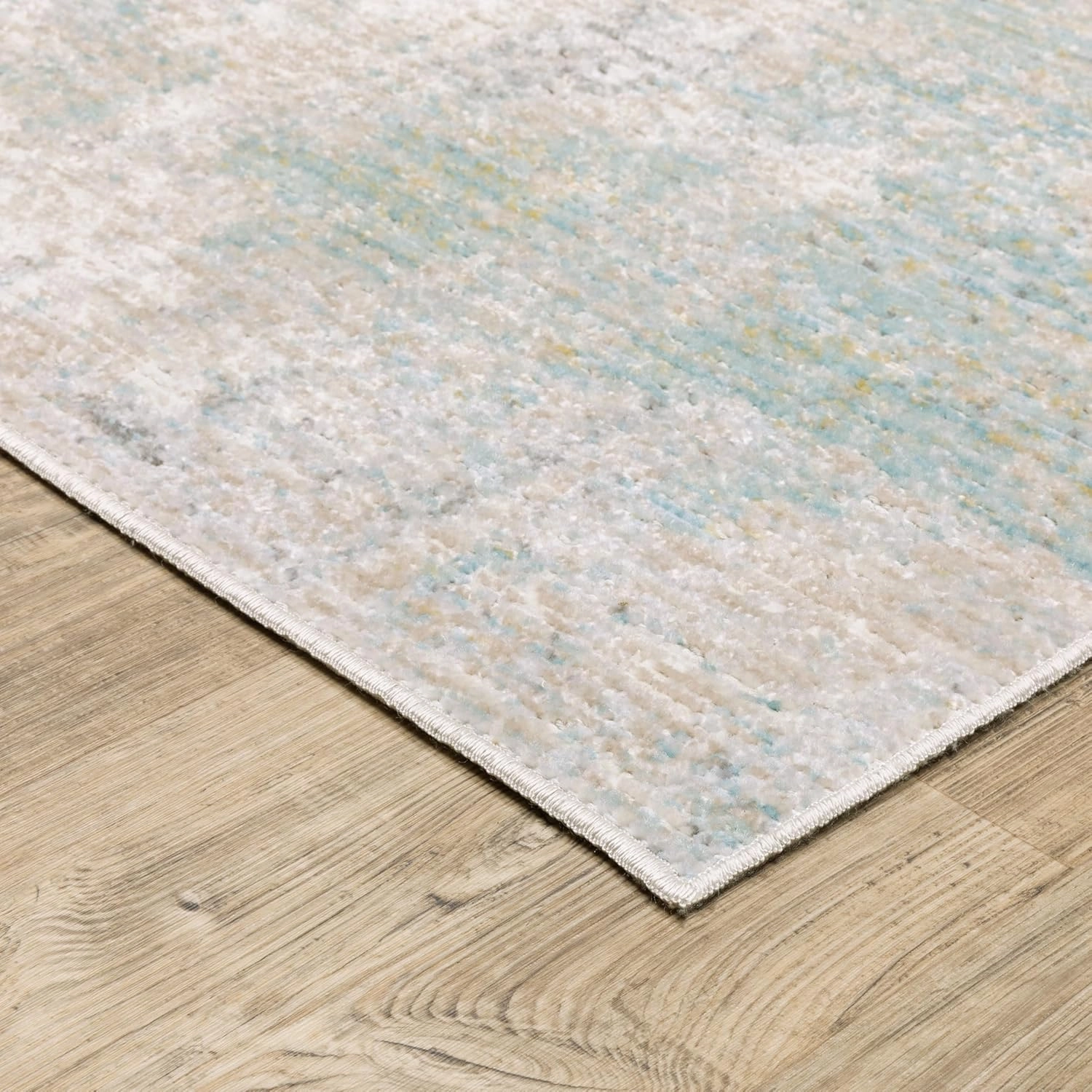 Oriental Weavers Cavett Area Rug - CAV01-2'7" x 7'9" - in Ivory/Teal - Modern Style, Stain Resistant, Family and Pet Friendly, Entryway, Hallway Runner Rug