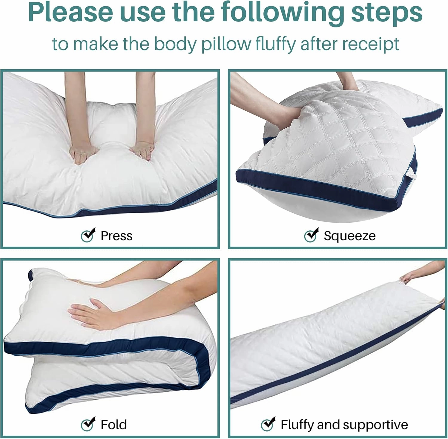 Oubonun Premium Adjustable Loft Quilted Body Pillows - Firm and Fluffy Pillow - Quality Plush Pillow - Down Alternative Pillow - Head Support Pillow - 21"x54"