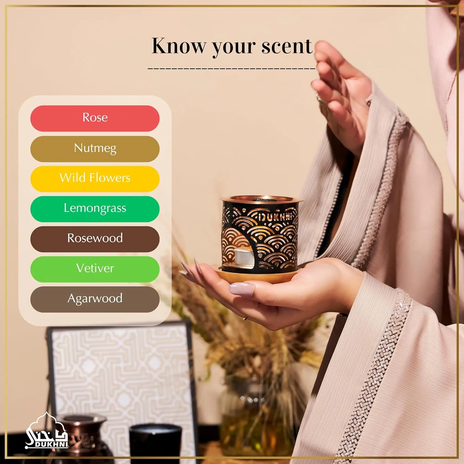 Oud Al Raghbah Bakhoor Set by Dukhni | 2 x 9 Piece Each & Oriental Bakhoor Burner | Arabic Bakhoor Incense | Zesty Woody Oud Blend| Perfect for Prayer Time | to Relax & Meditate