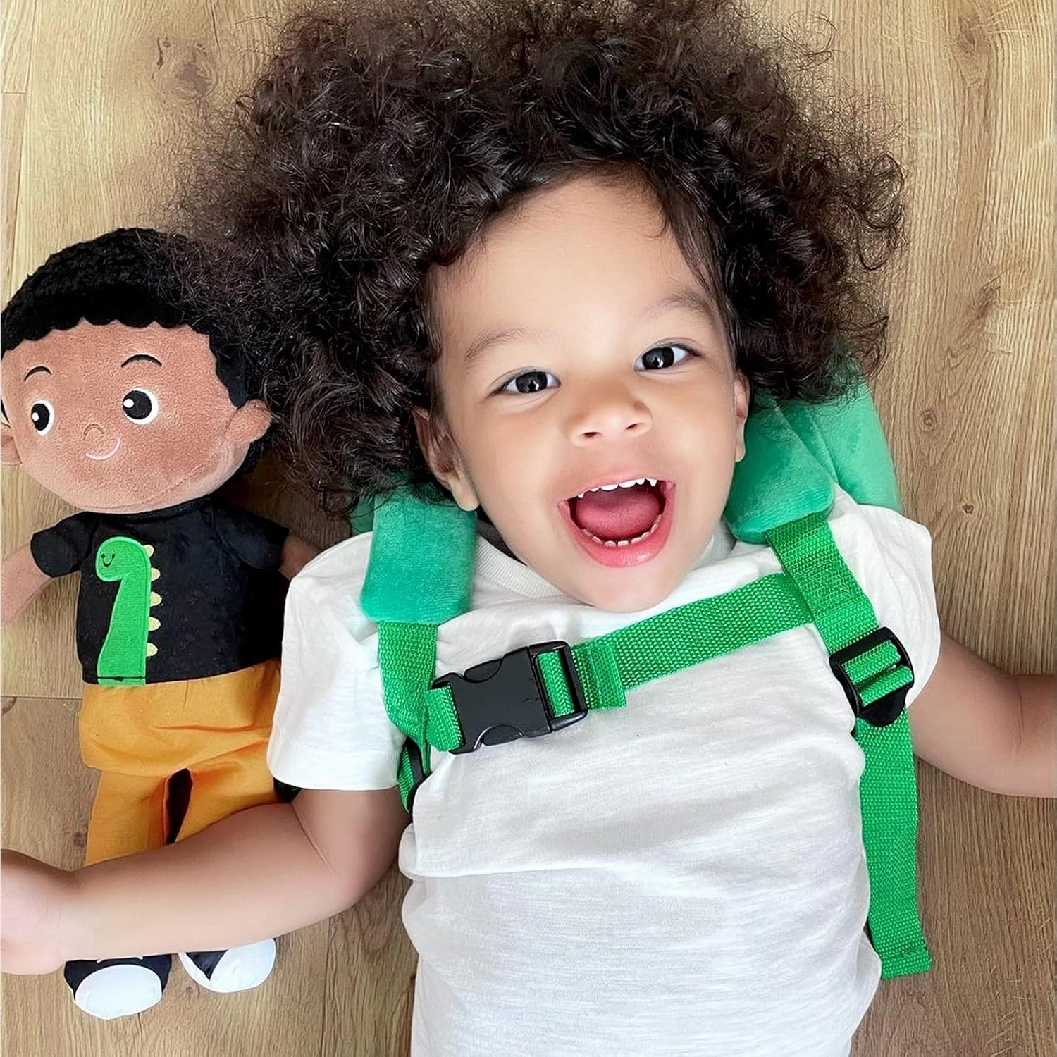 OUOZZZ 13" Soft Baby Doll for Boys Girls - First Baby Doll African American Rag Doll Sleeping Cuddle Buddy Doll Dinosaur Plush Toy for Kids
