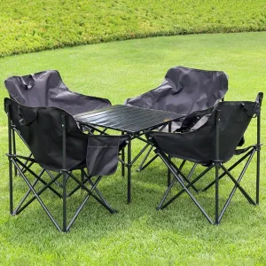 Outdoor Camping Chair Set with Roll up Carbon Steel Tables Folding Beach Picnic Portable Ultralight Hiking Chairs for Backyard,Tailgating