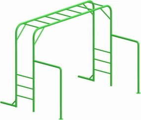 Outdoor Monkey Bar Set with Climbing Frame, Gymnastics bars, Playground Sets for Backyards, Metal Monkey Bars for Kids Age 3 and Up, Backyard Playground Set with Powder Coated Steel, Green