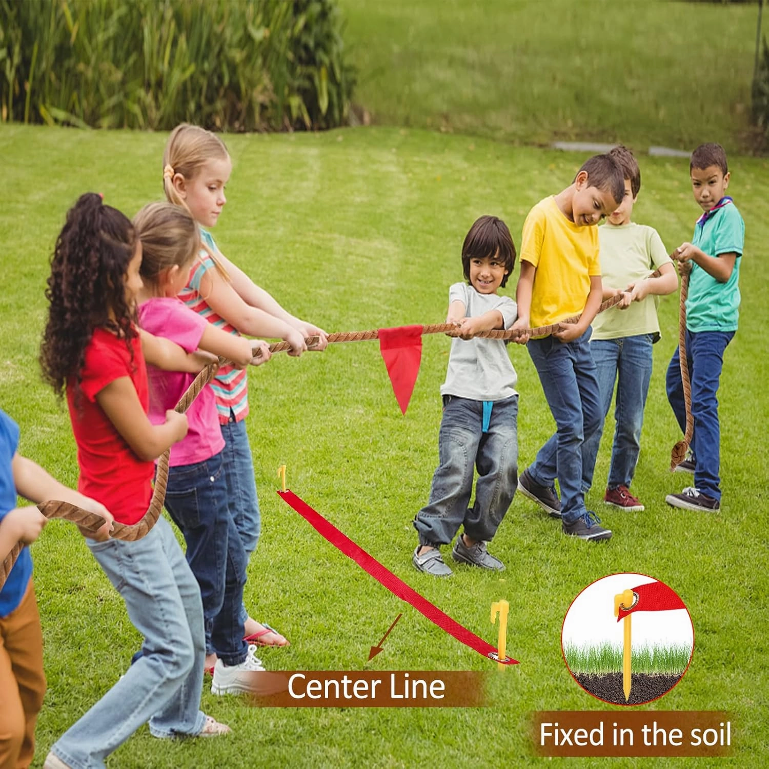Outdoor Tug of War Rope for Kids & Adults - 20FT Brown, Fun for Family Reunion, Birthday Parties, Camping & Picnic Games