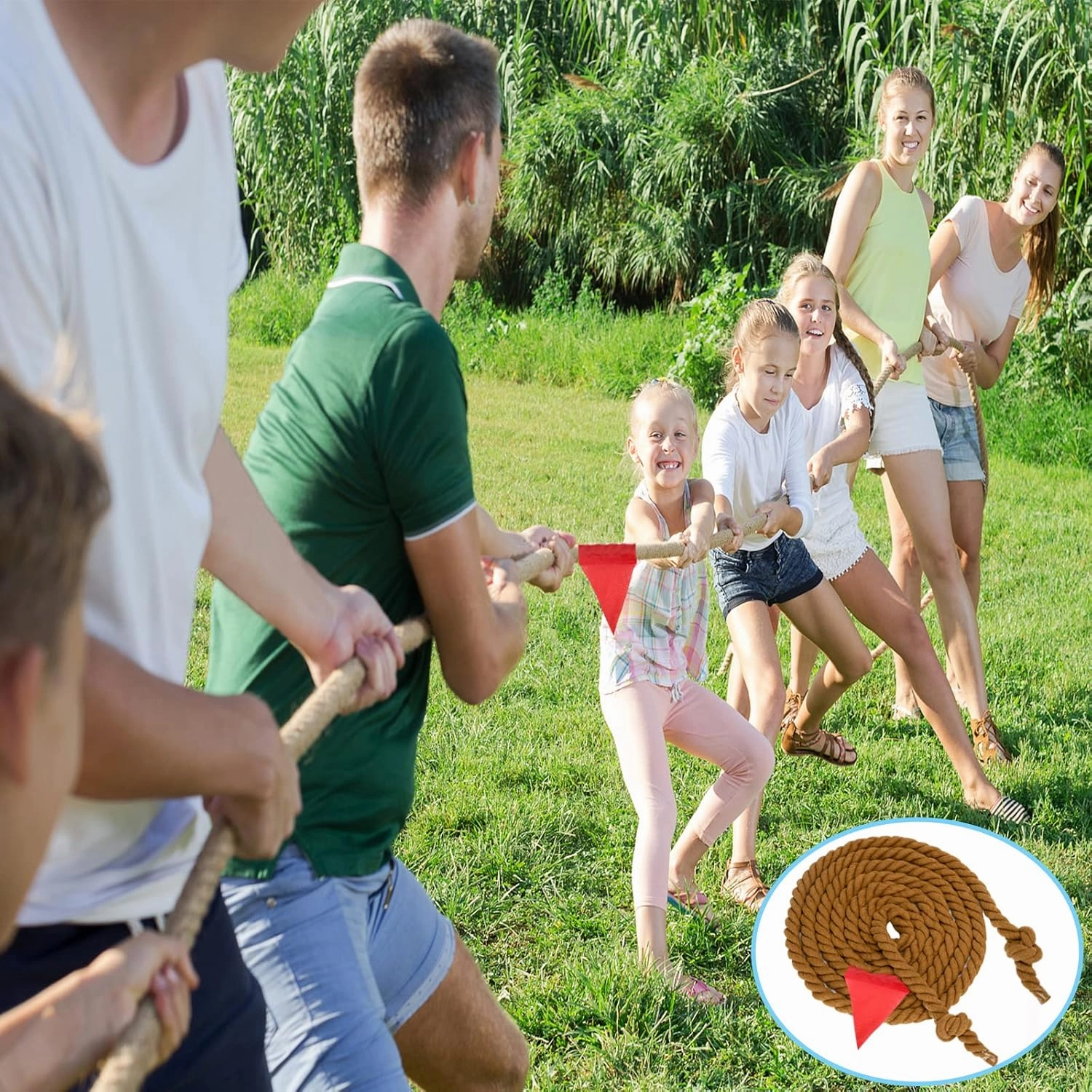 Outdoor Tug of War Rope for Kids & Adults - 20FT Brown, Fun for Family Reunion, Birthday Parties, Camping & Picnic Games