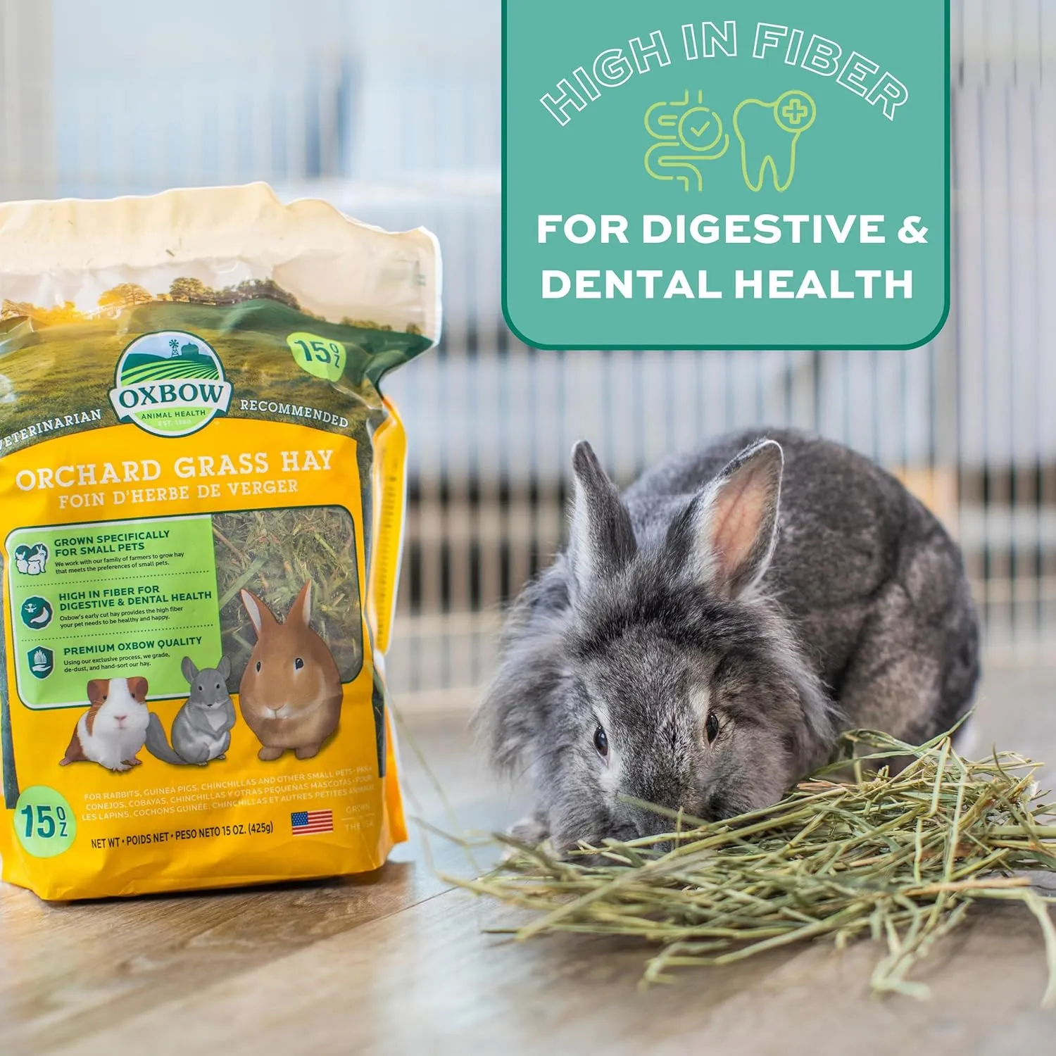 Oxbow Animal Health Orchard Grass, Guinea Pig Hay, Rabbit Hay, Small Pet Bunny Supplies, All Natural Grass for Guinea Pig, Bunny, Chinchilla & Hamster, Oxbow Rabbit Supplies for Bunnies, 9 lb. box